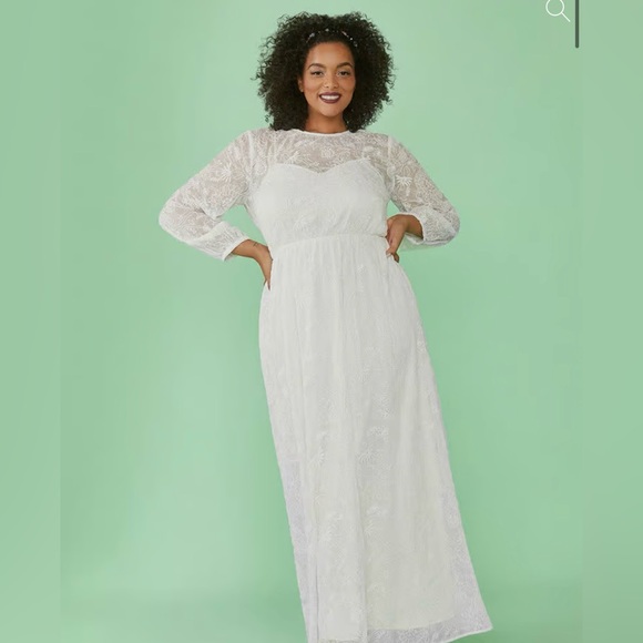 Modcloth NEW with tags maxi white lace long sleeves dress - Picture 2 of 11